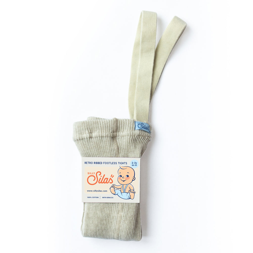 silly silas |cream blend footless tights with  braces